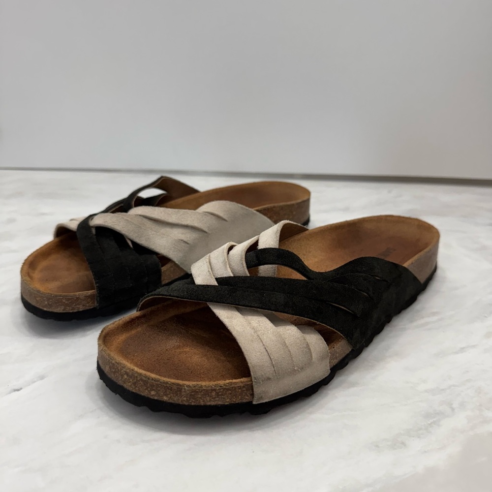 Saint and Sophia slide sandals